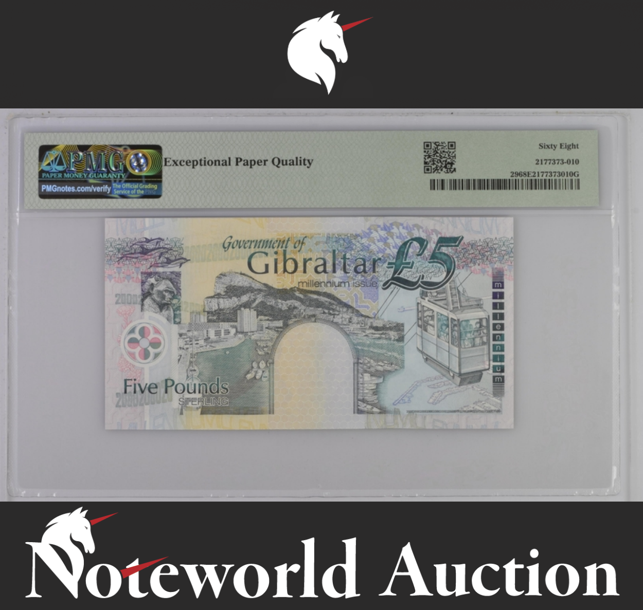 Gibraltar Commemorative £5 2000 P 29 UNC PMG 68 EPQ