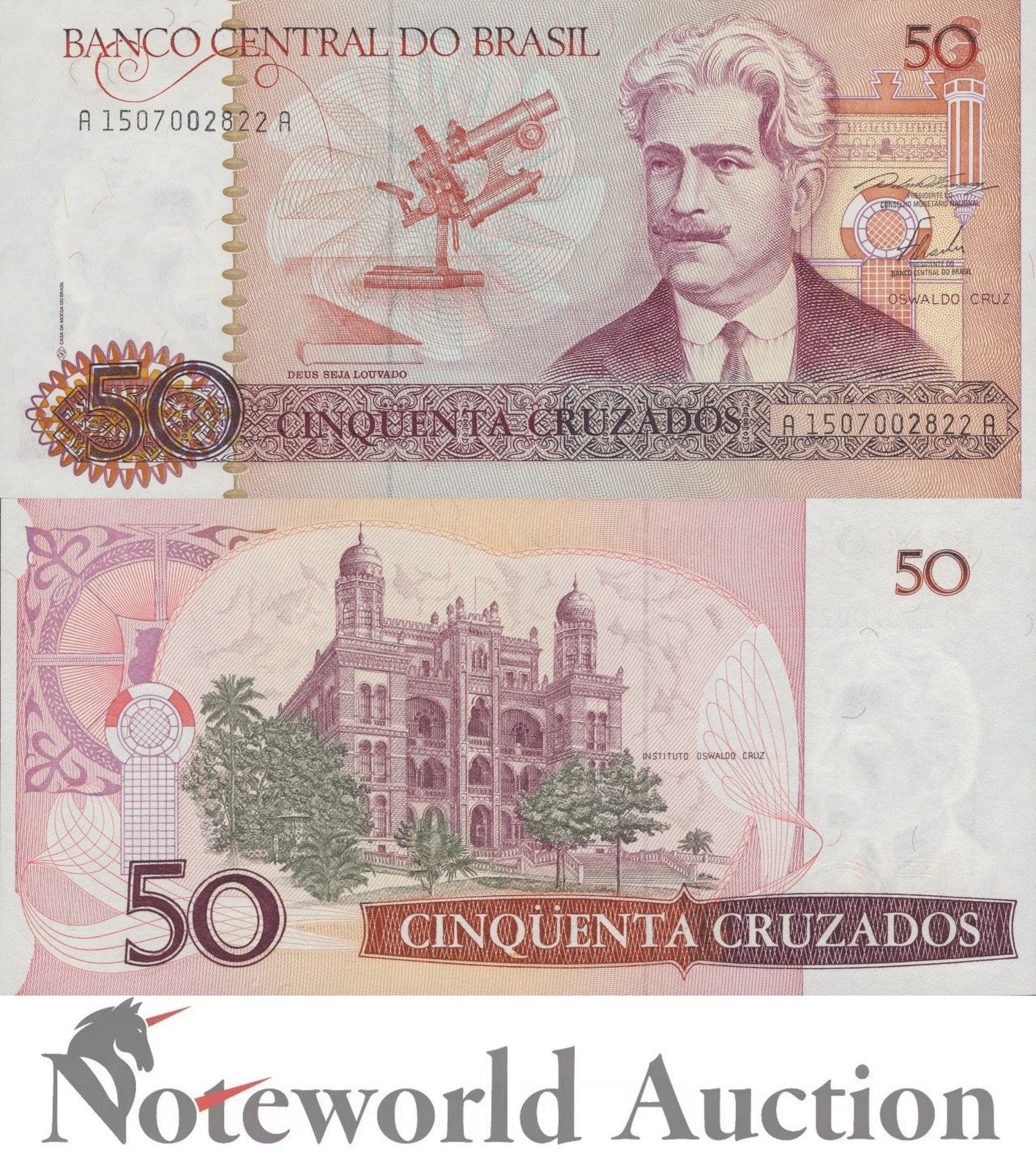 BRAZIL 50 Cruzados ND 1986-1988 P 210a UNC