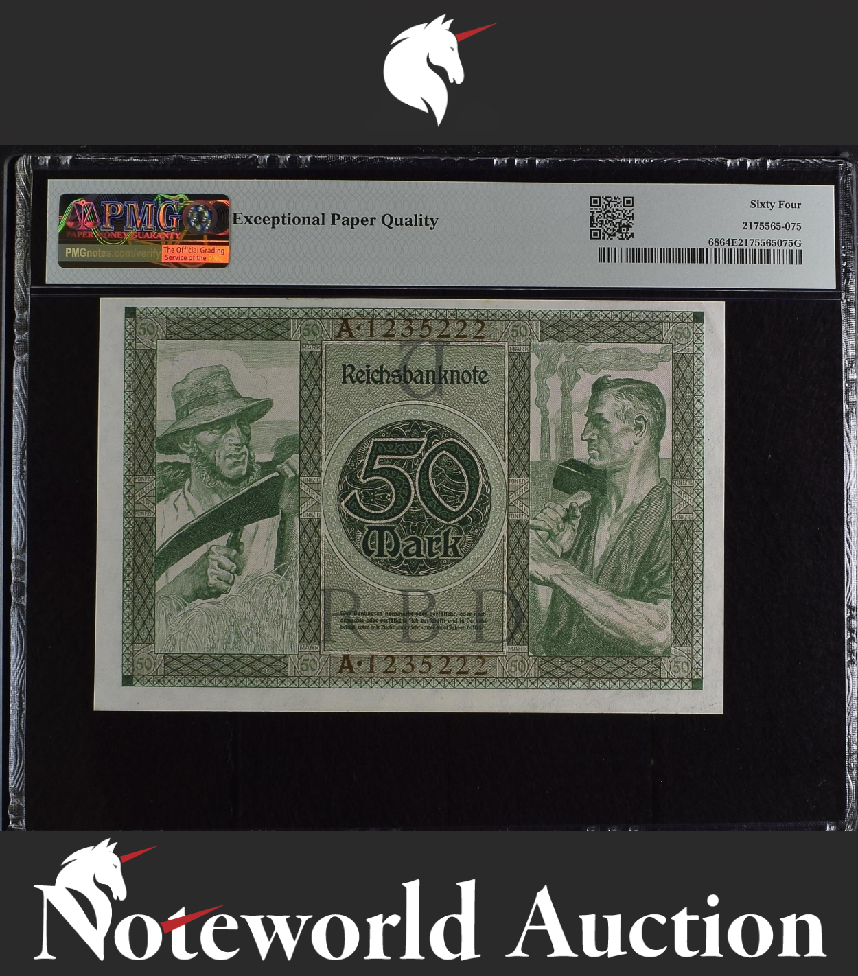 Germany 50 Mark 1920 P 68 UNC PMG 64 EPQ No.A1235222