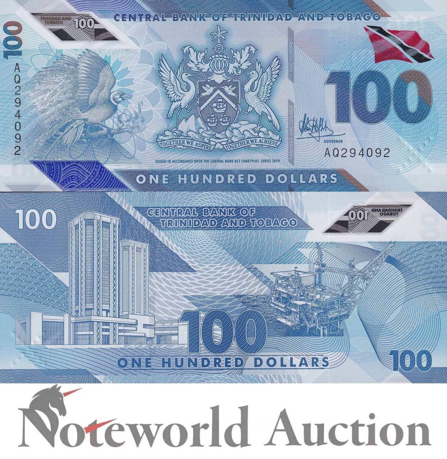 TRINIDAD & TOBAGO 100 Dollars 2019 P 65 Polymer UNC