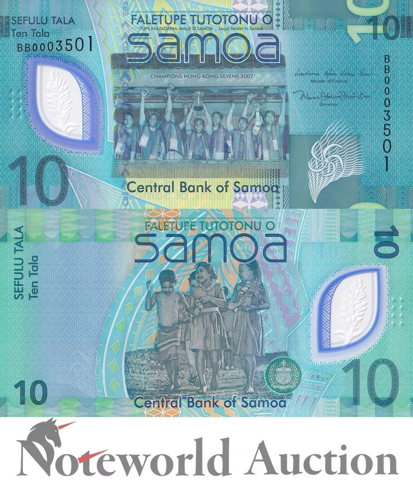 SAMOA 10 Tala ND 2023 P 48 Polymer LOW S/N 000XXXX Lot 5 pcs 1/20 Bundle UNC