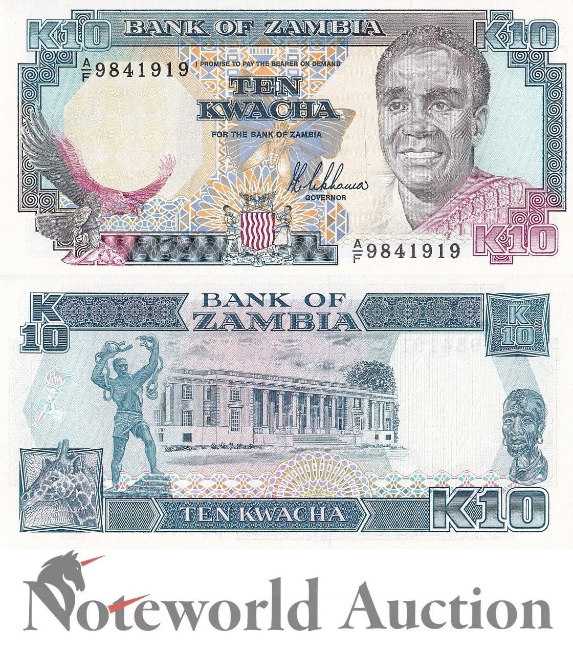 ZAMBIA 10 Kwacha ND (1989-1991) P 31 UNC