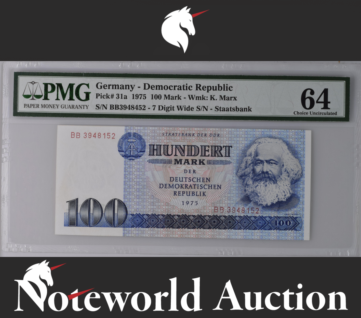 Germany Democratic Republic 100 Mark 1975 P 31a UNC PMG 64