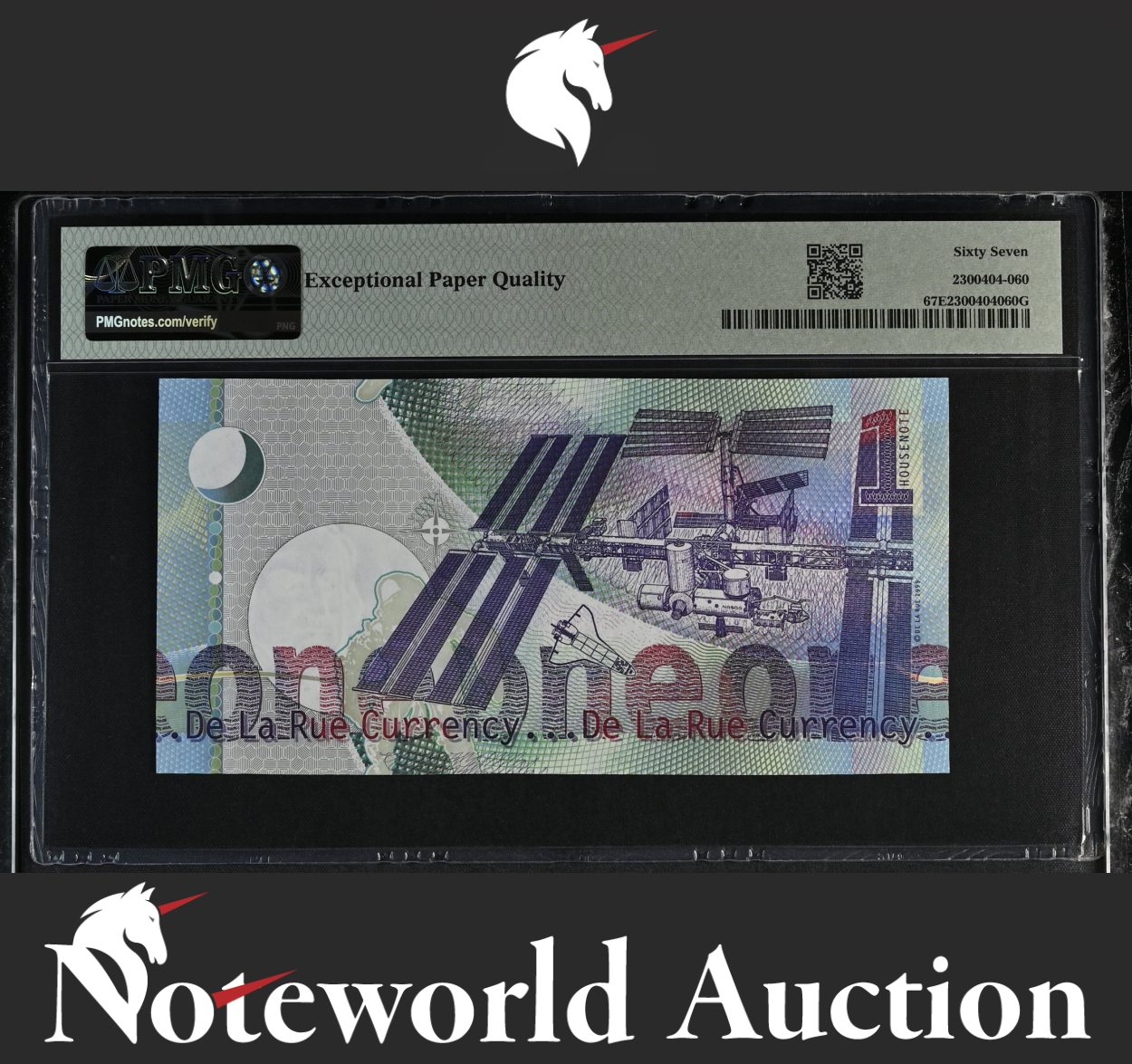 De La Rue (GBR) TEST NOTE - 1 Unit 1999 Sir Isaac Newton Specimen UNC PMG 67 EPQ