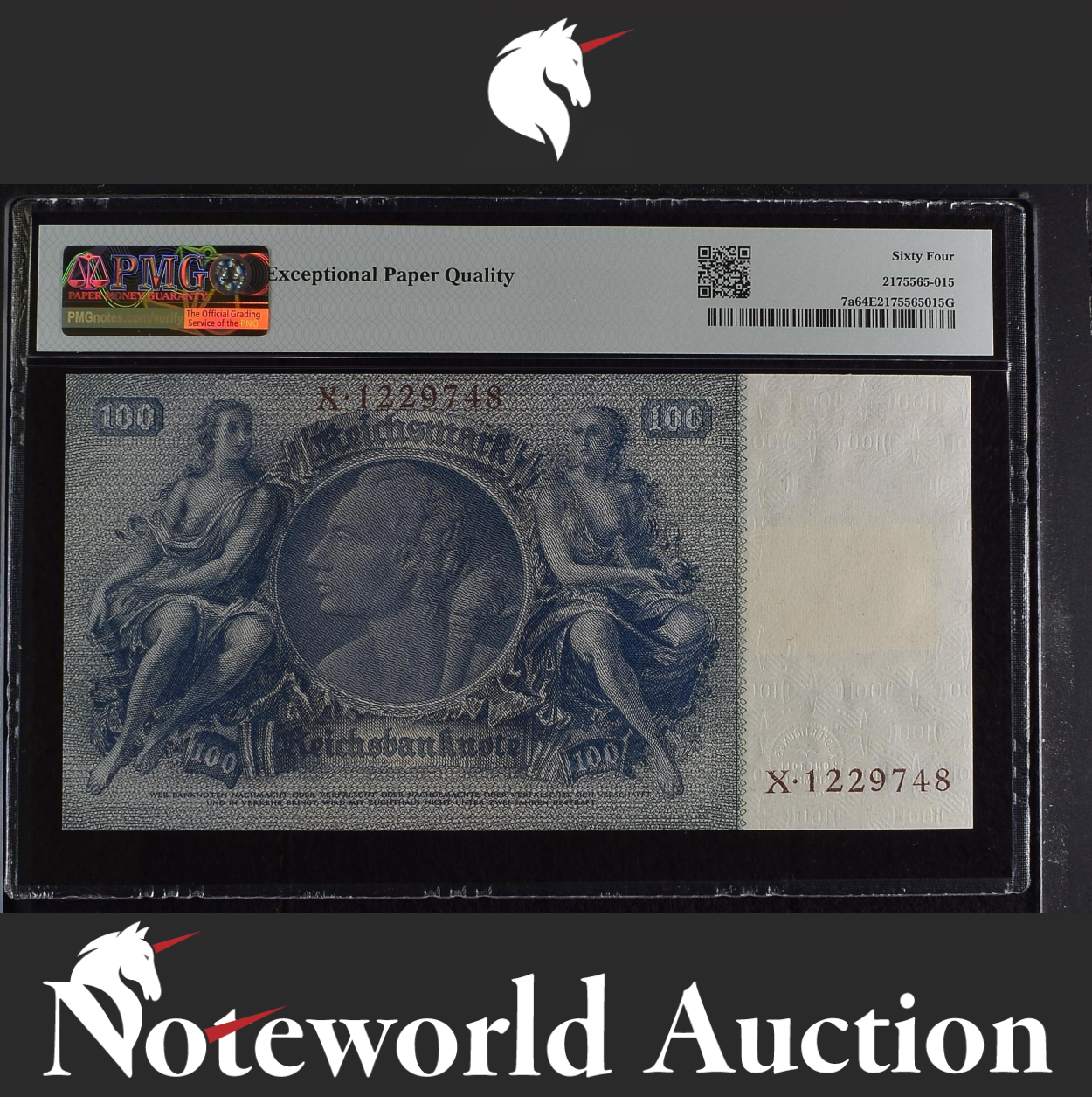 Germany 100 Deutsche Mark 1948 P 7a Stamp on Germany P 183a UNC PMG 64 EPQ