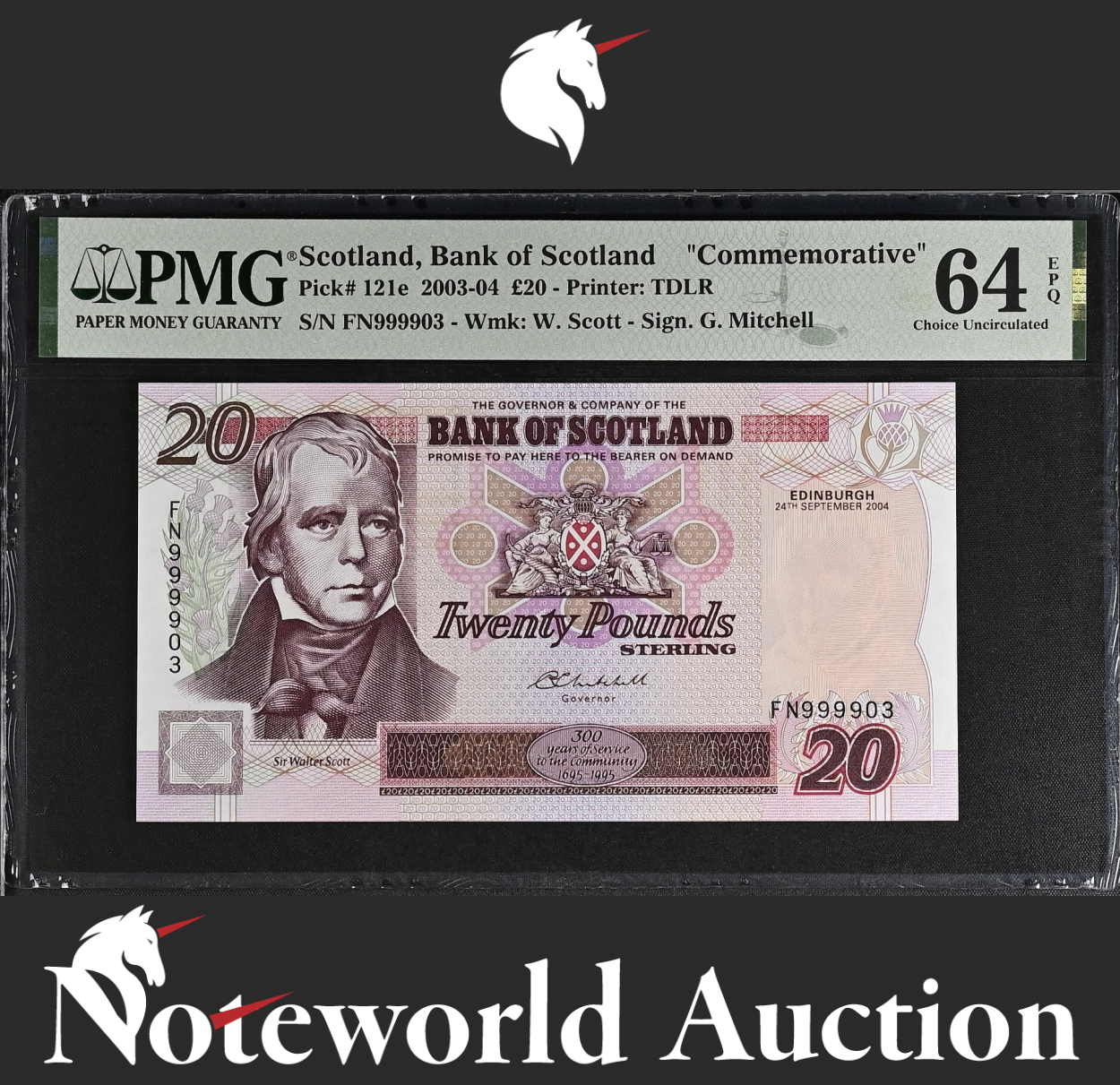 Scotland Bank of Scotland Commemorative £20 2003-04 P 121e UNC PMG 64 EPQ