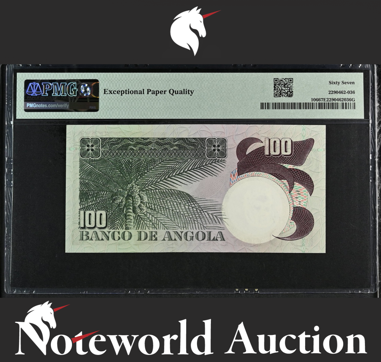 Angola Banco de Angola 100 Escudos 1973 P 106 UNC PMG 67 EPQ 2nd TOP POP