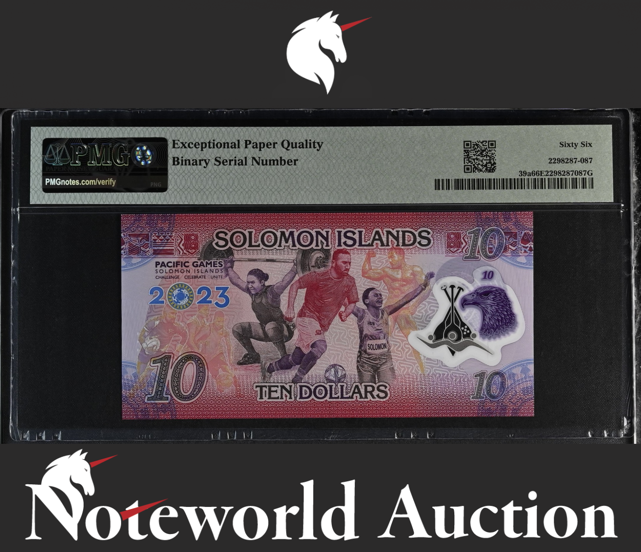 Solomon Islands COMM. 10 Dollars 2023 P 39a Polymer Binary No. UNC PMG 66 EPQ