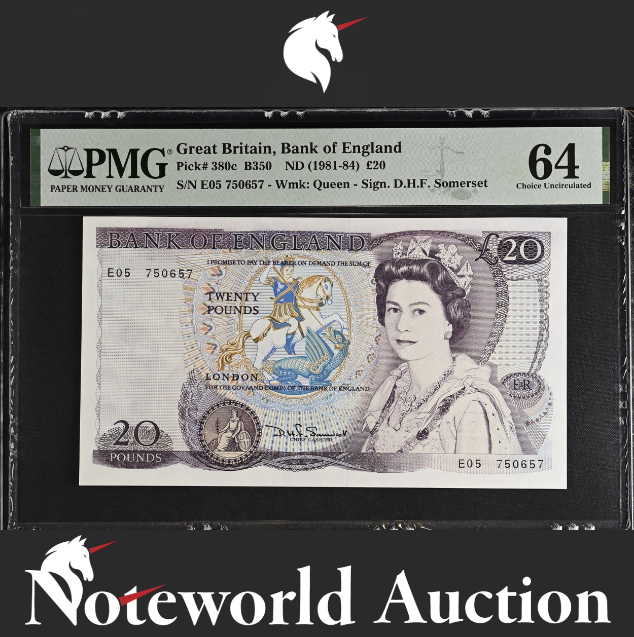 Great Britain Bank of England 20 Pounds ND (1981-84) P 380c UNC PMG 64