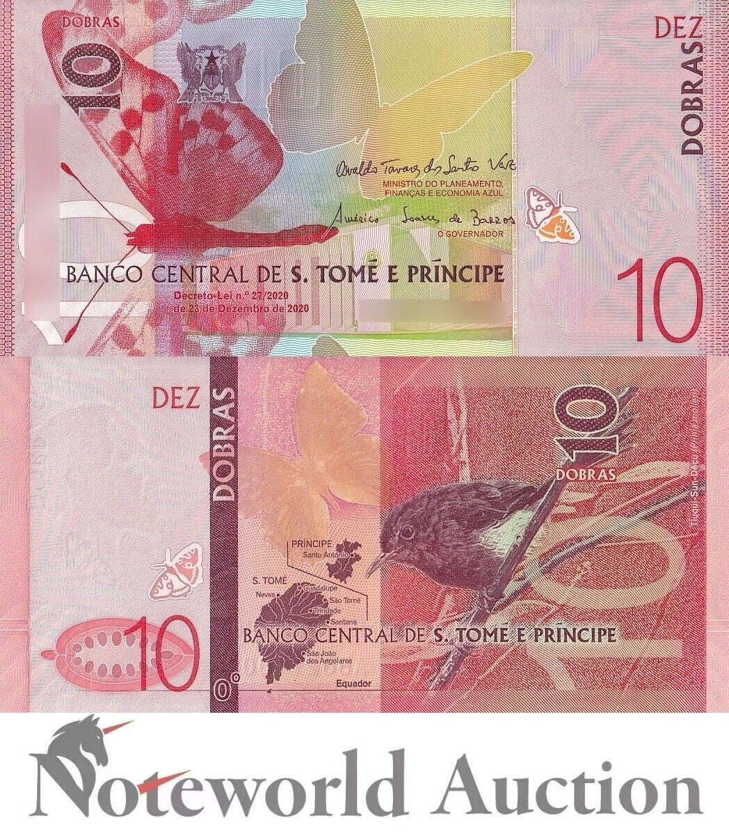 SAO TOME E PRINCIPE 10 Dobras 2020-2023 P 77 Lot 10 pcs 1/10 Bundle UNC