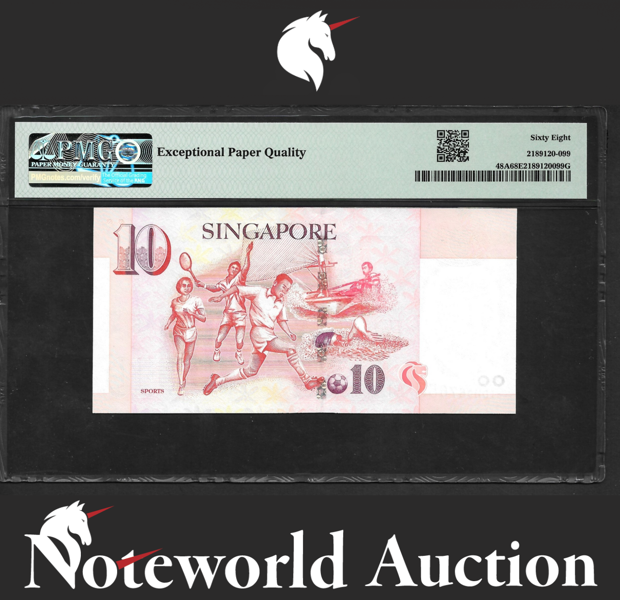 Singapore 10 Dollars ND (2005) P 48A UNC PMG 68 EPQ 2nd TOP POP