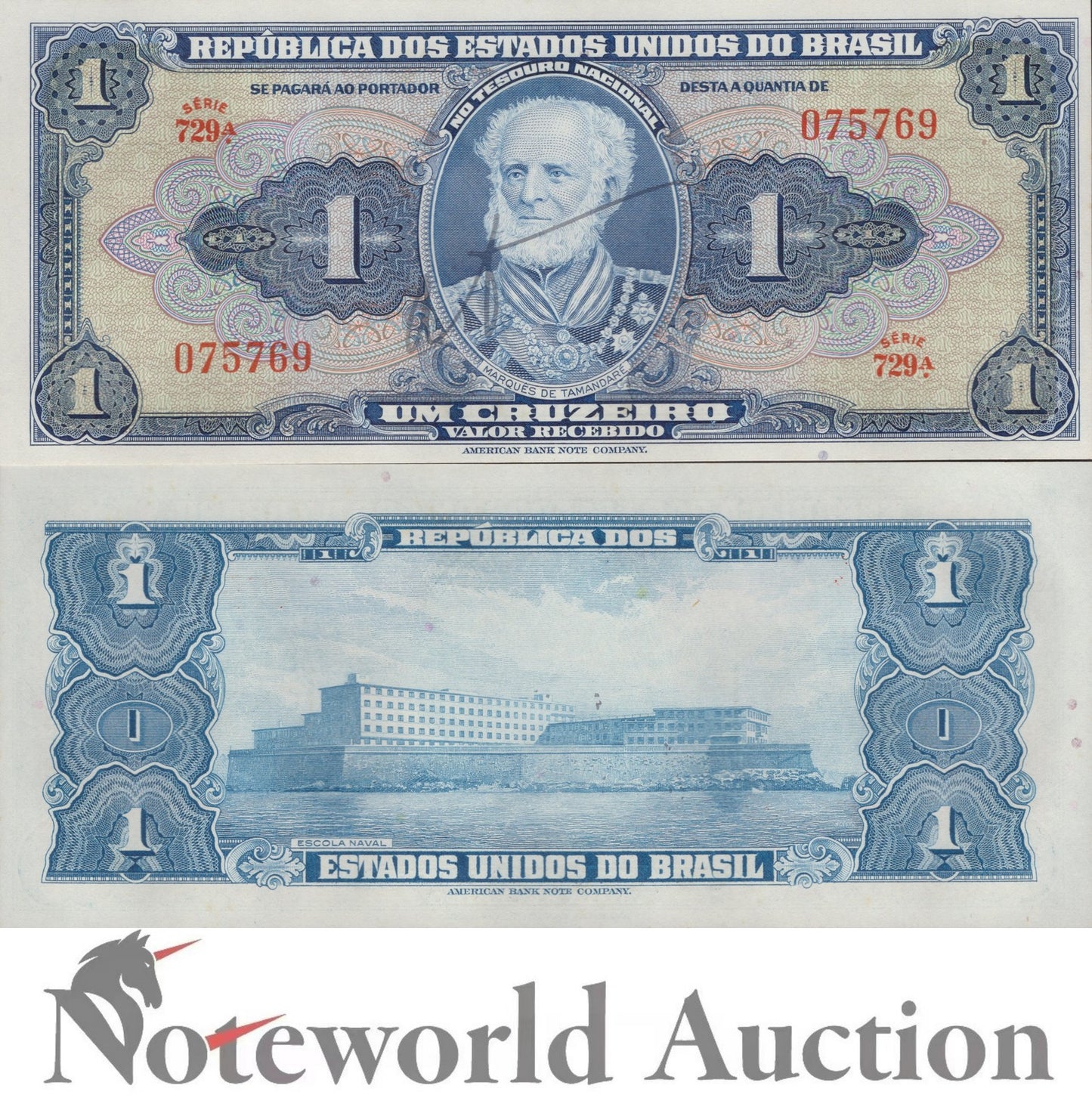 BRAZIL 1 Cruzeiro ND 1944 P 132 Hand Signed UNC
