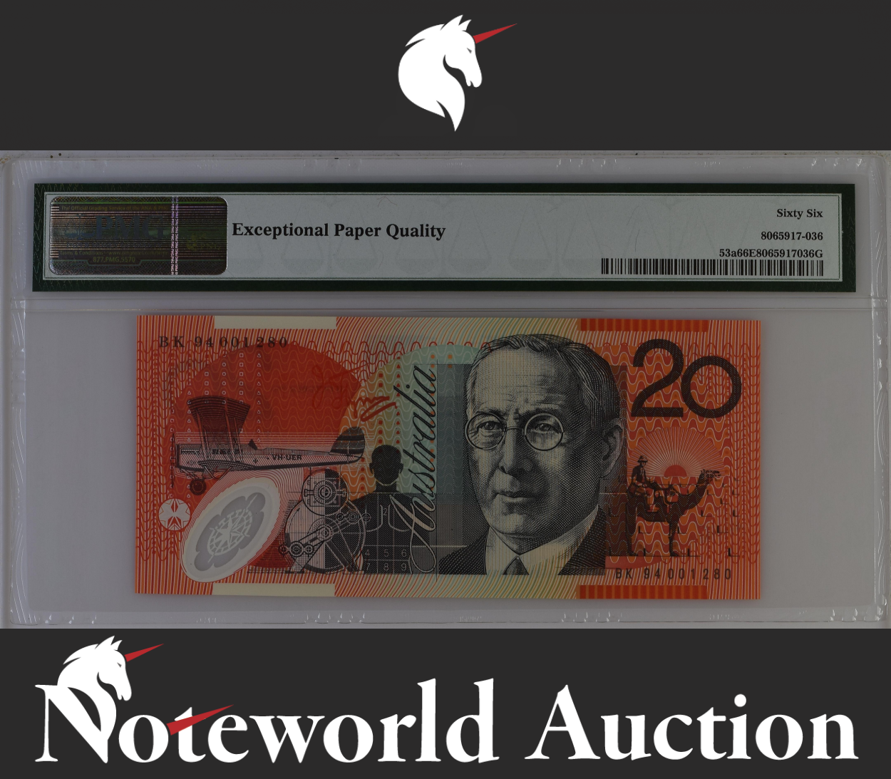 Australia Reserve Bank 20 Dollars 1994 P 53a Polymer UNC PMG 66 EPQ