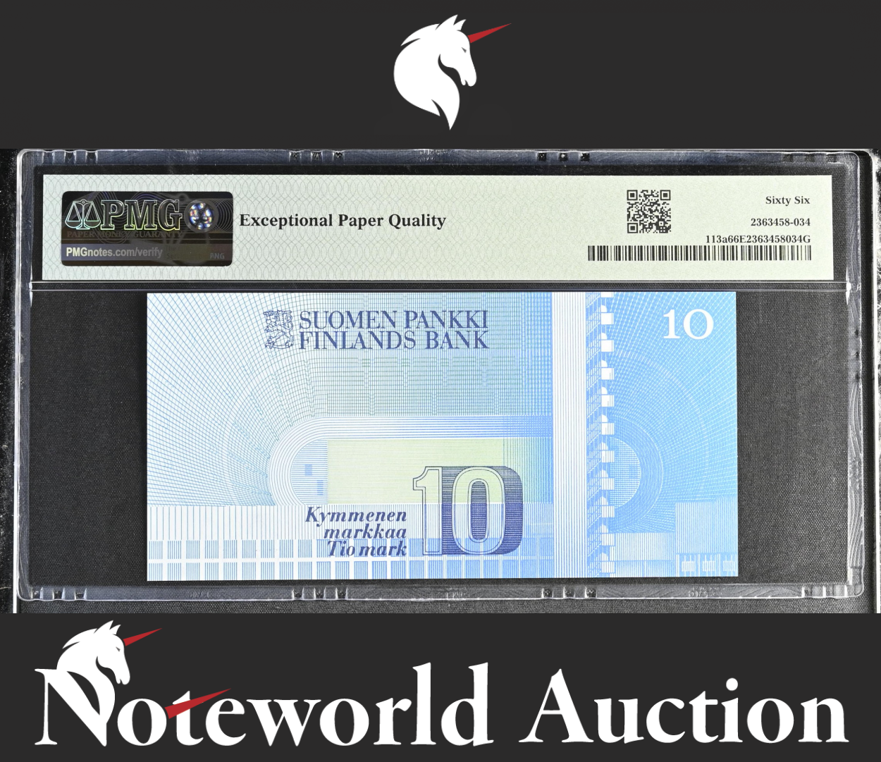 Finland Finlands Bank 10 Markkaa 1986 P 113a UNC PMG 66 EPQ 3rd TOP POP