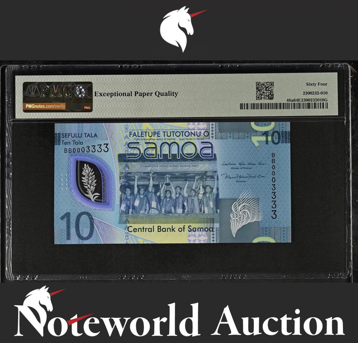 Samoa 10 Tala ND (2024) Polymer P 48a Fancy No. 0003333 UNC PMG 64 EPQ
