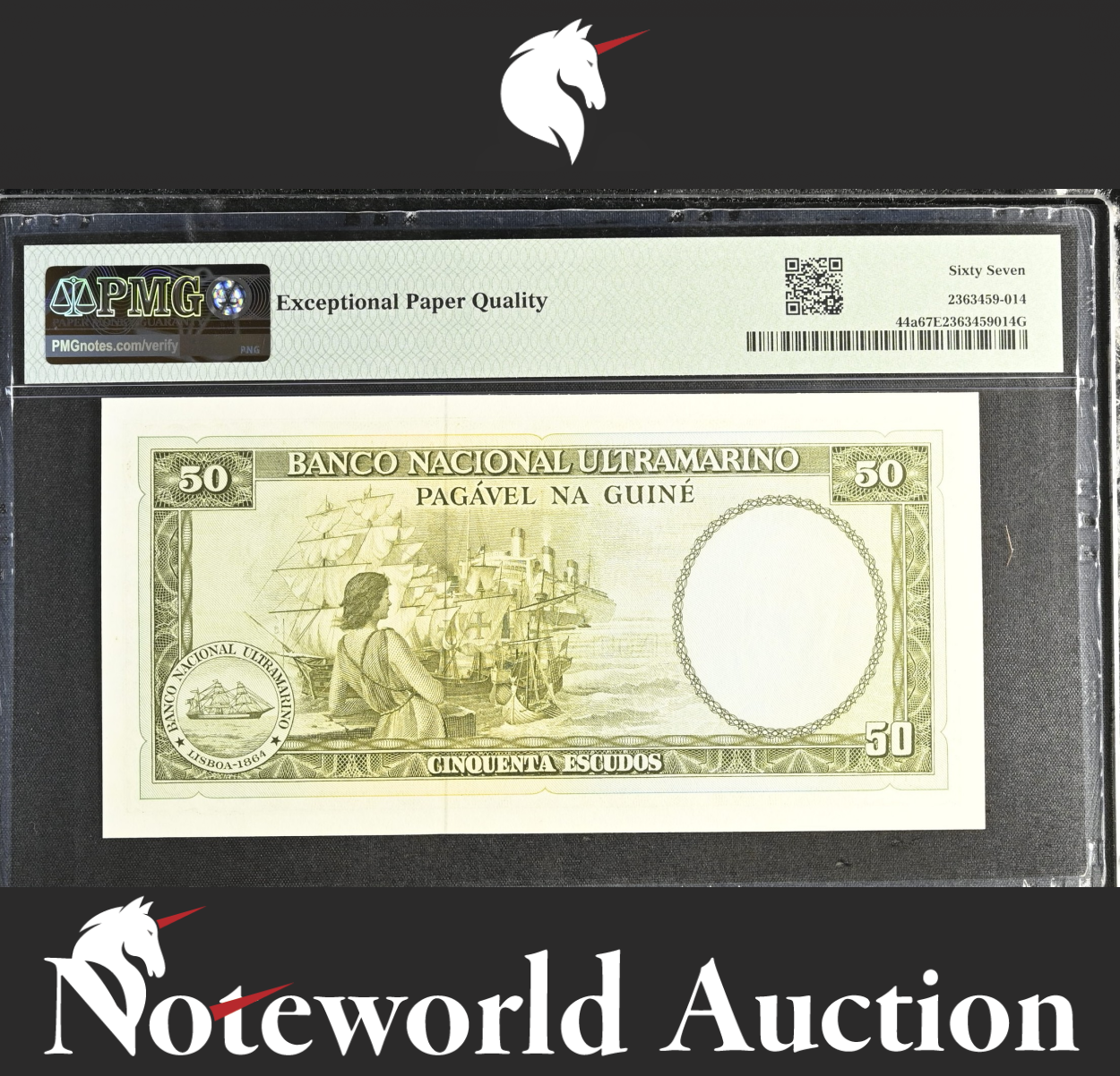 Portuguese Guinea 50 Escudos 1971 P 44a UNC PMG 67 EPQ 3rd TOP POP