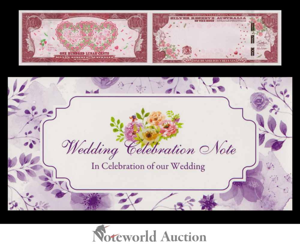 Australia 100 Cents Silver Reserve of the Moon Wedding Celebration Note W/F UNC