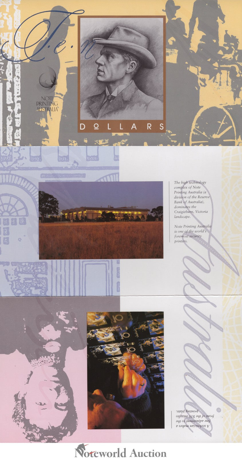 AUSTRALIA 10 Dollars 1991 1993 P 45g 52a Paper Polymer With Folder Set 2 pcs UNC