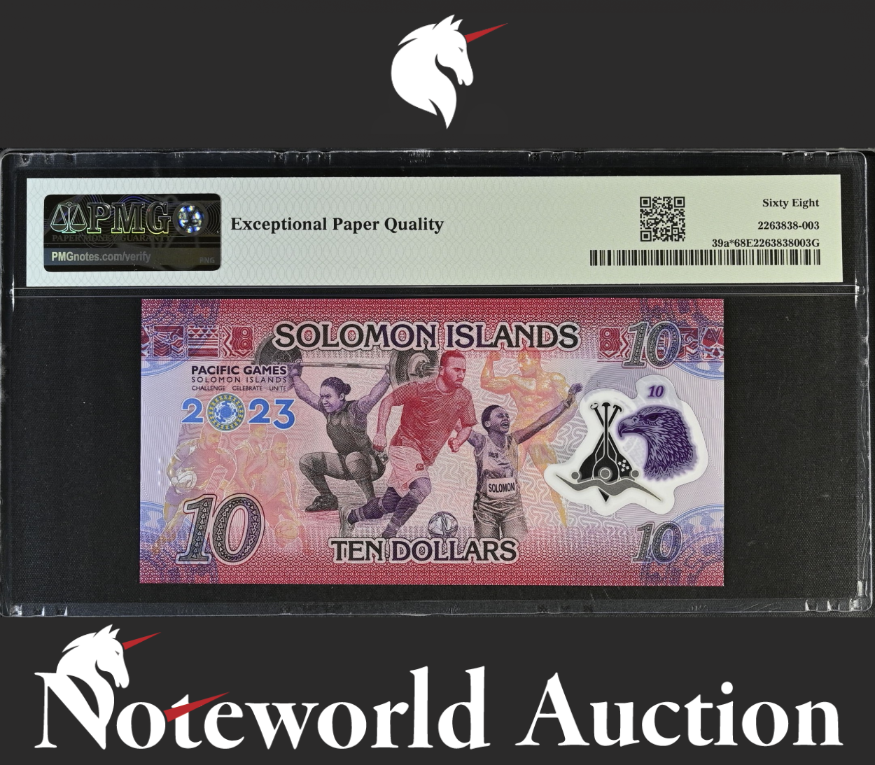 Solomon Islands COMM. Replacement 2023 P 39a* Polymer UNC PMG 68 EPQ 3rd TOP POP