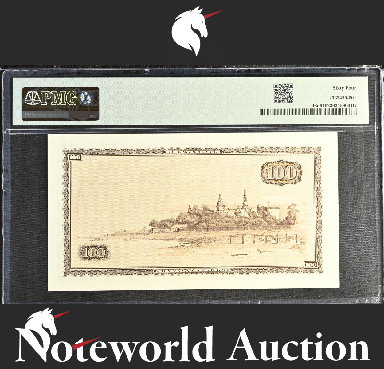 Denmark Nationalbank 100 Kroner 1965 P 46d UNC PMG 64