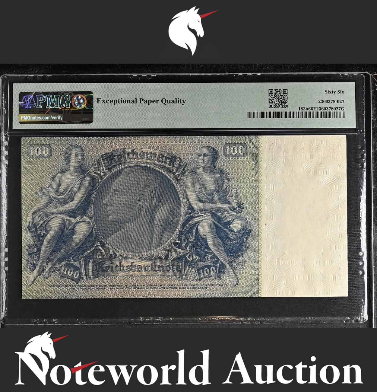Germany Reichsbanknote 100 1935 (ND 1945) P 183b UNC PMG 66 EPQ 2nd TOP POP