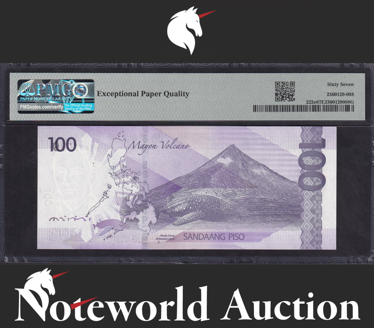 Philippines 100 Piso 2022 P 222e SOLID 9 - 999999 UNC PMG 67 EPQ 3rd TOP POP