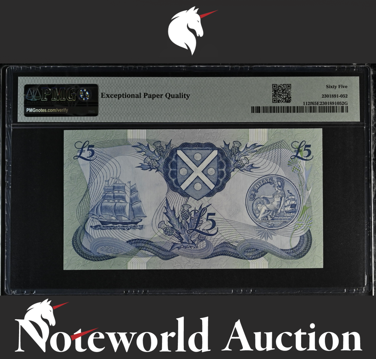 Scotland Bank of Scotland £5 1983-88 P 112f UNC PMG 65 EPQ 3rd TOP POP