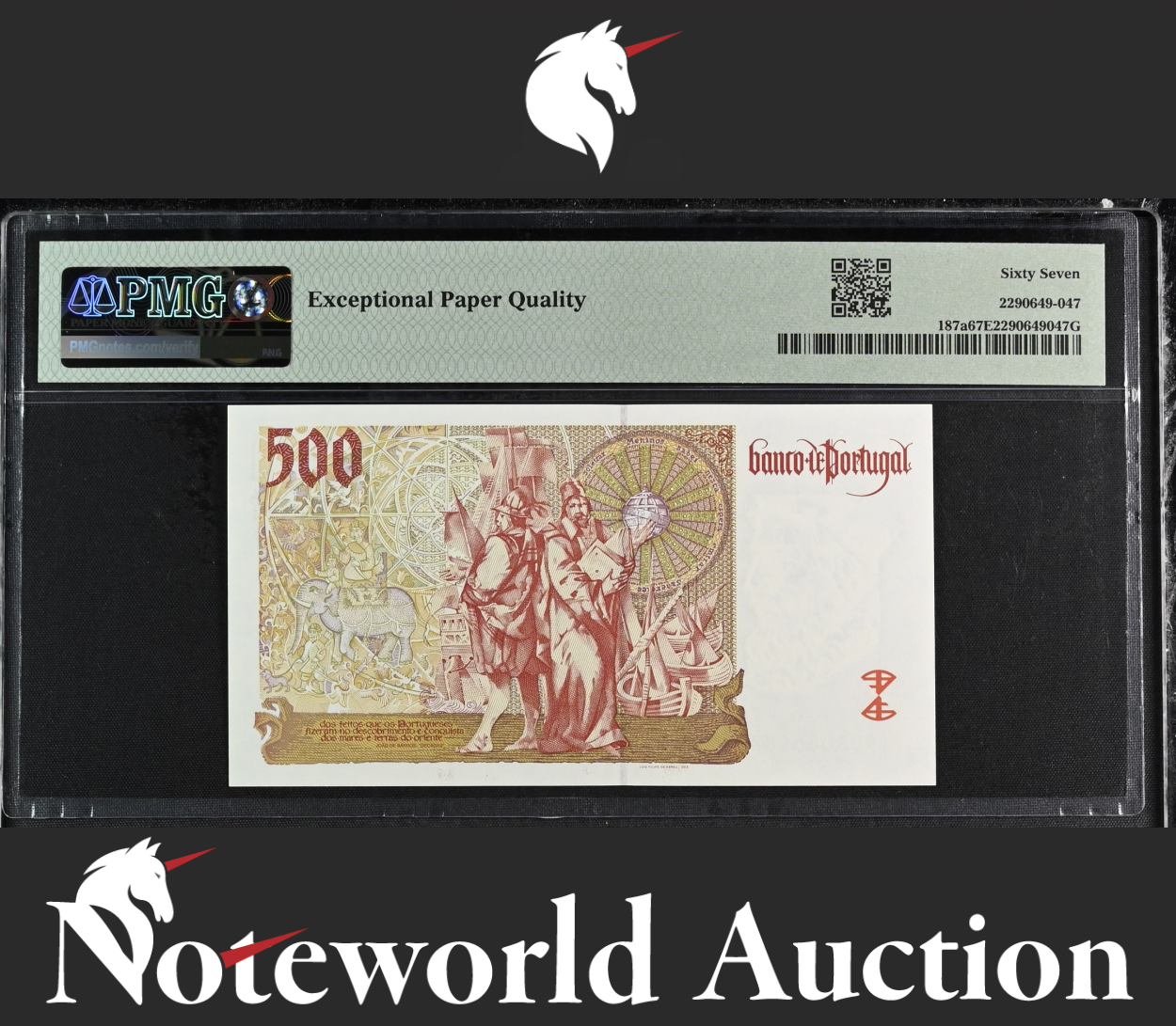 Portugal Banco de Portugal 500 Escudos 1997 P 187a UNC PMG 67 EPQ 2nd TOP POP