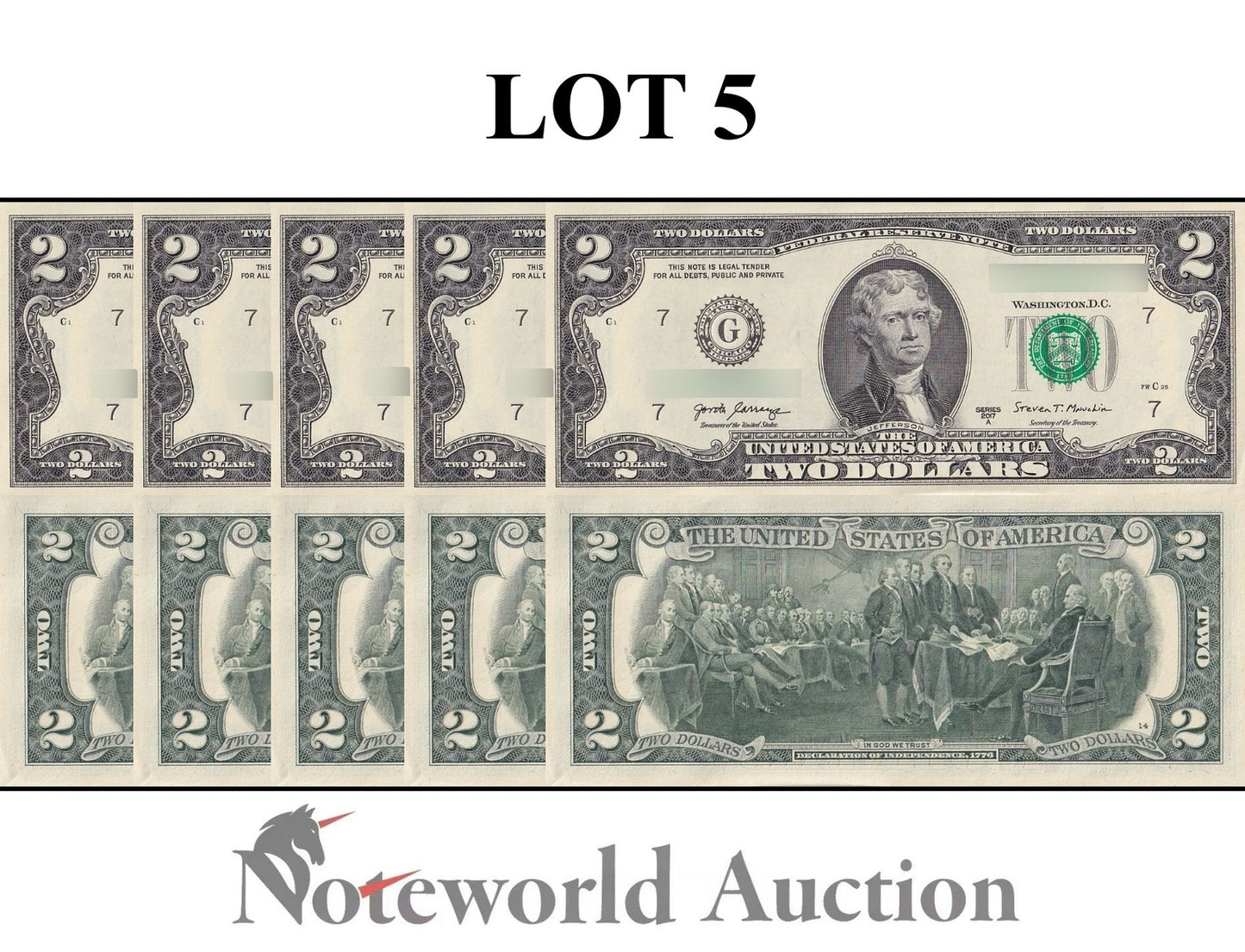 UNITED STATES USA 2 2017A P 545 ''G'' Chicago IL Lot 5 pcs 1/20 Bundle UNC