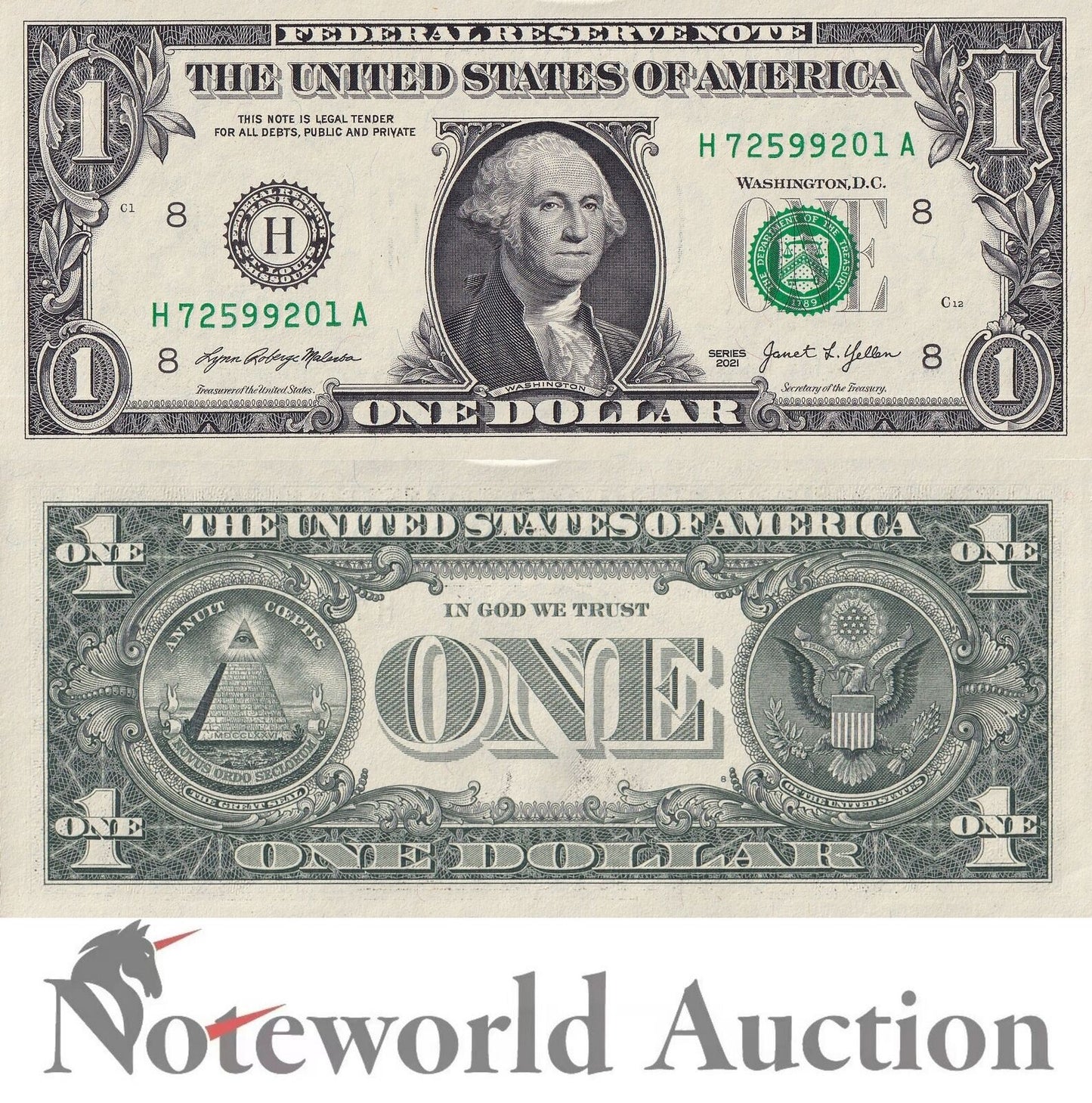 UNITED STATES USA Lot 100 pcs Bundle - 1 Dollar 2021 P 549 H St. Louis MO UNC