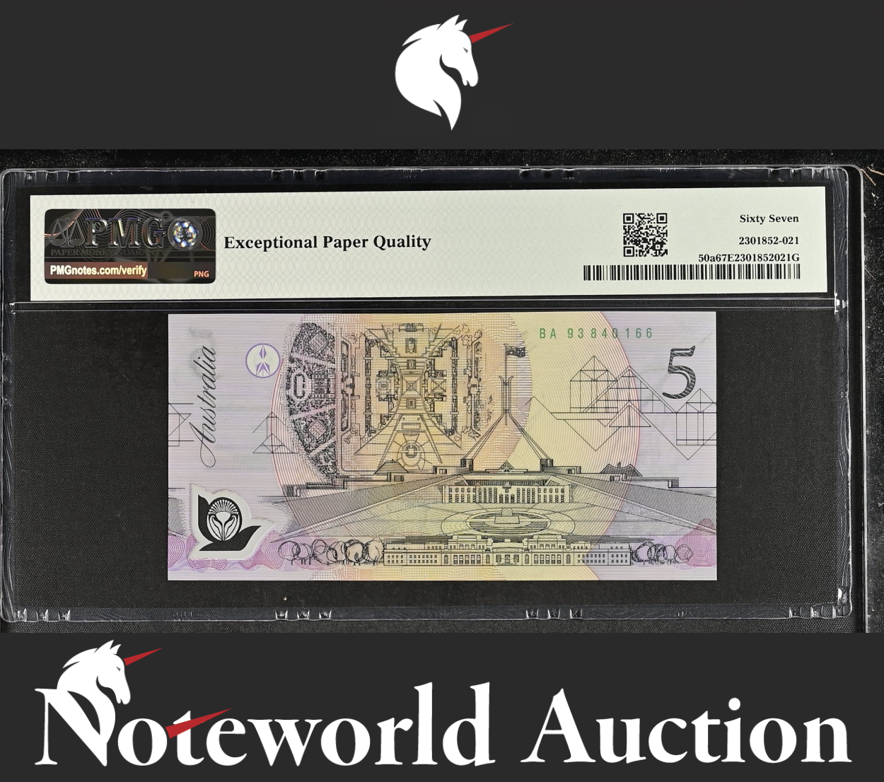 Australia Reserve Bank 5 Dollars ND (1992) P 50a R214 Polymer UNC PMG 67 EPQ