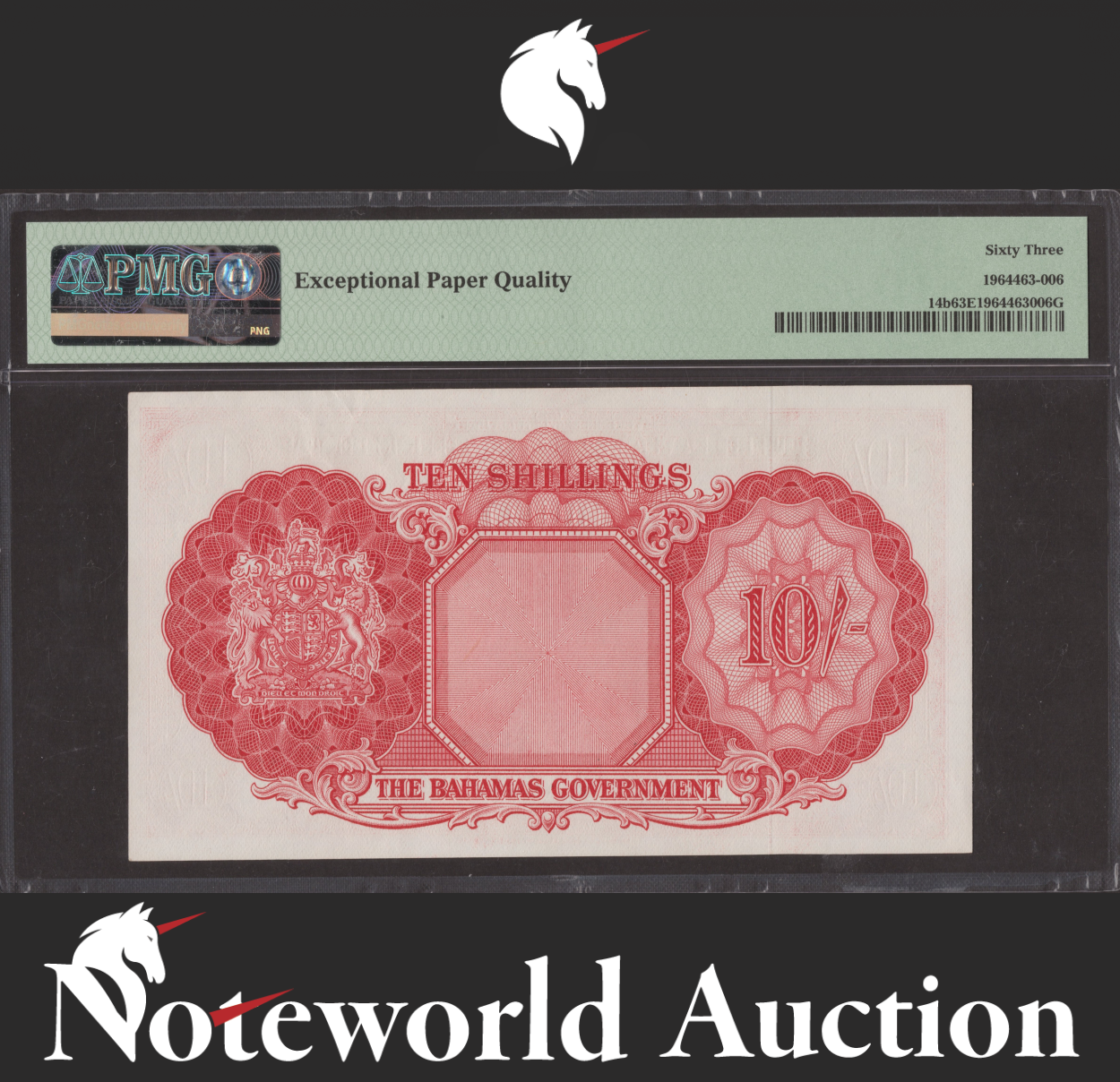 Bahamas Government of the Bahamas 10/- 1936 (ND 1954) P 14b UNC PMG 63 EPQ RARE