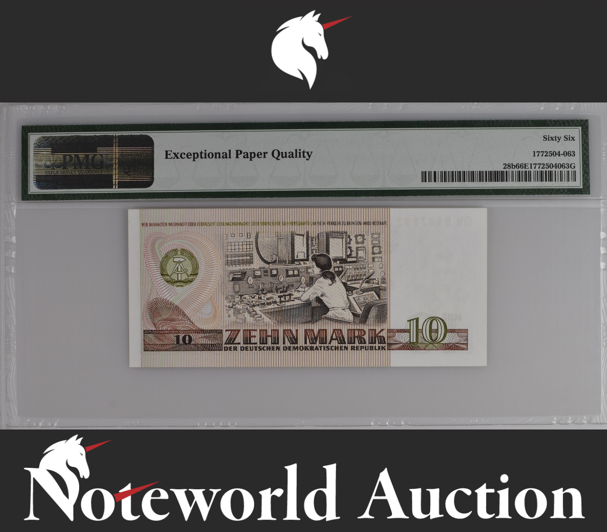 Germany 10 Mark 1971 (ND 1985) P 28b UNC PMG 66 EPQ 3rd TOP POP
