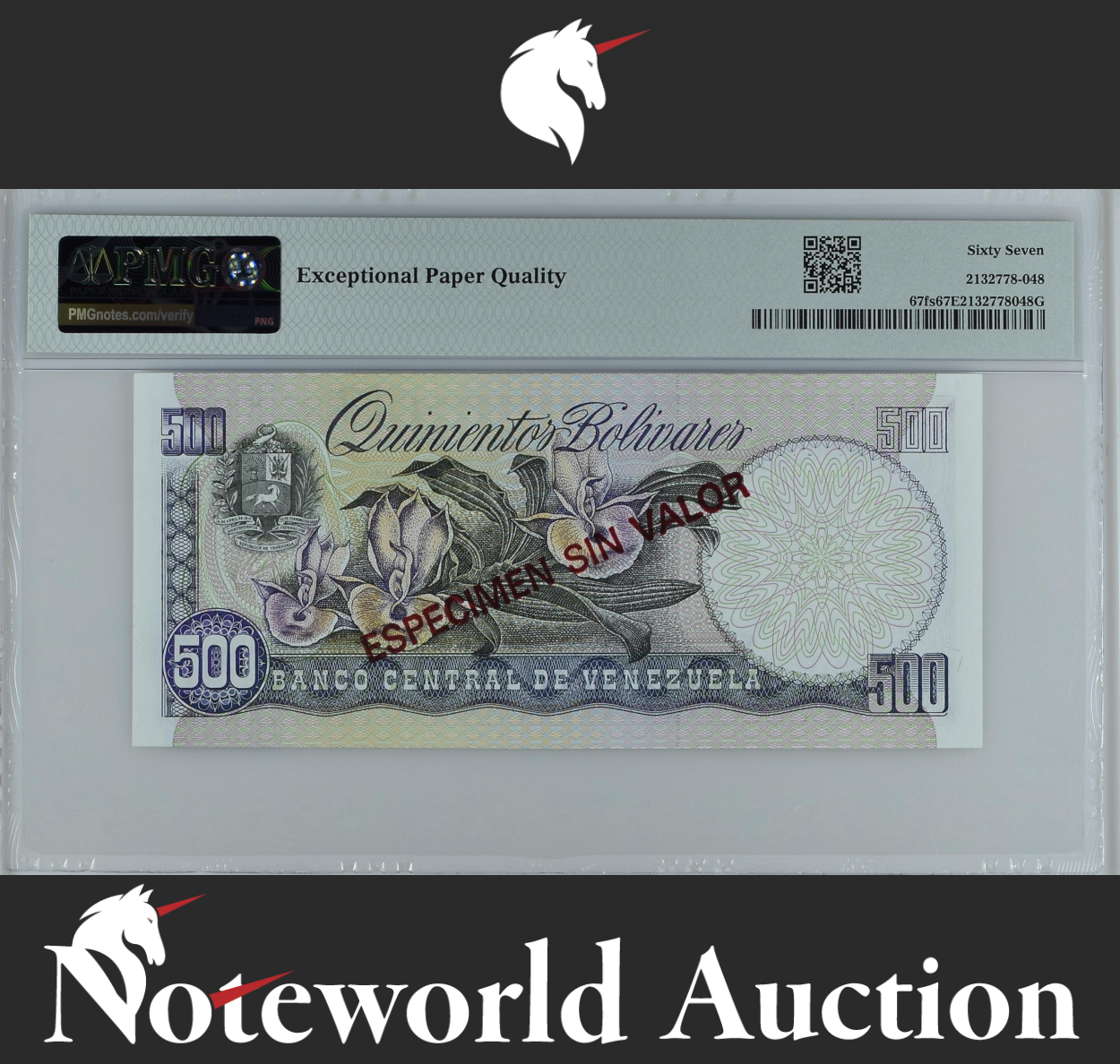 Venezuela SPECIMEN 500 Bolivares 1998 P 67fs UNC PMG 67 EPQ TOP POP
