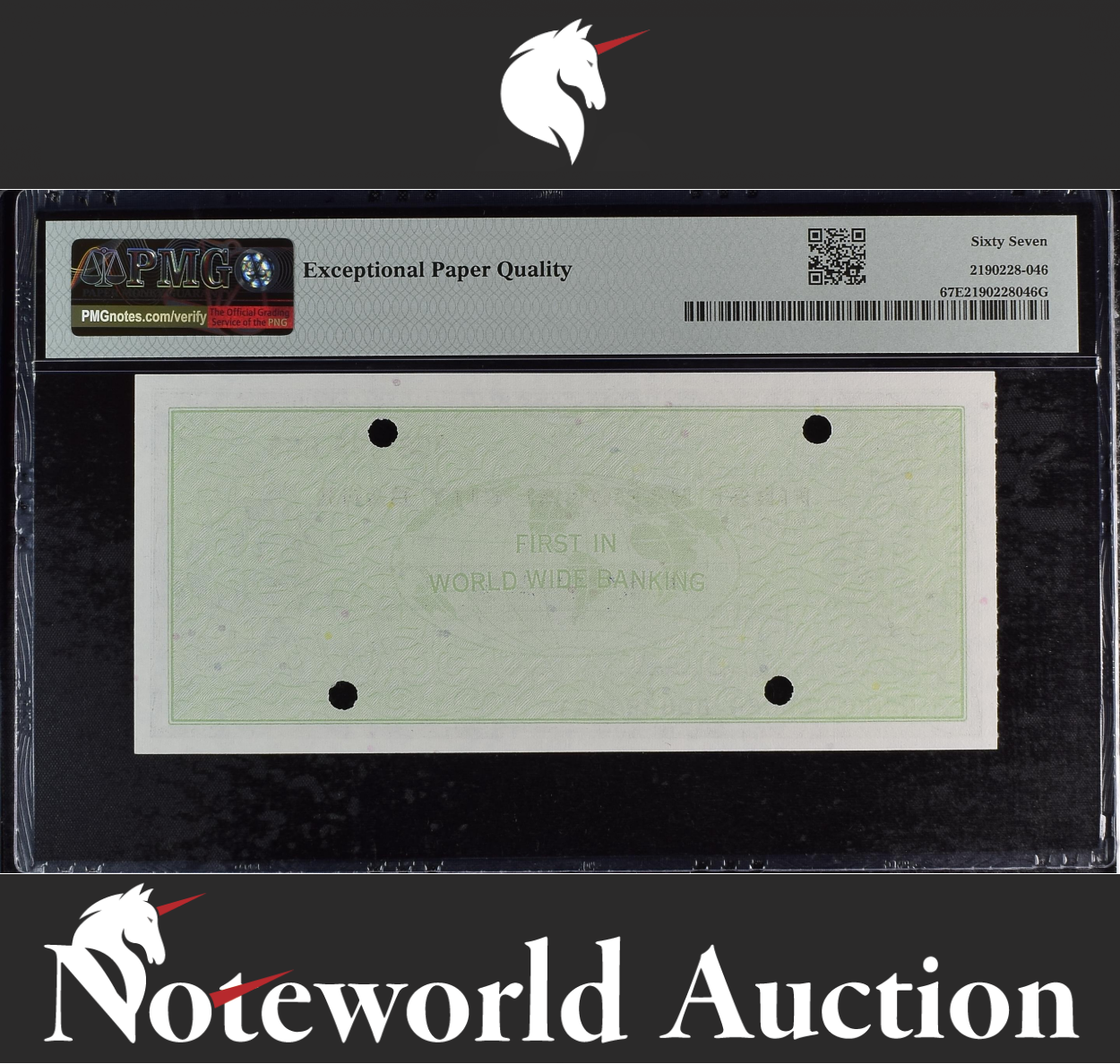 First National City Corp Travel Cheque 10 1969 UNC PMG 67 EPQ