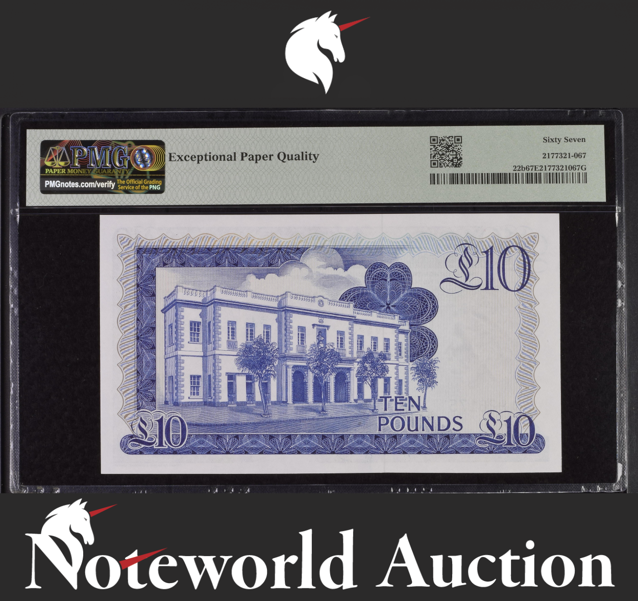 Gibraltar British Administration £10 1986 P 22b UNC PMG 67 EPQ