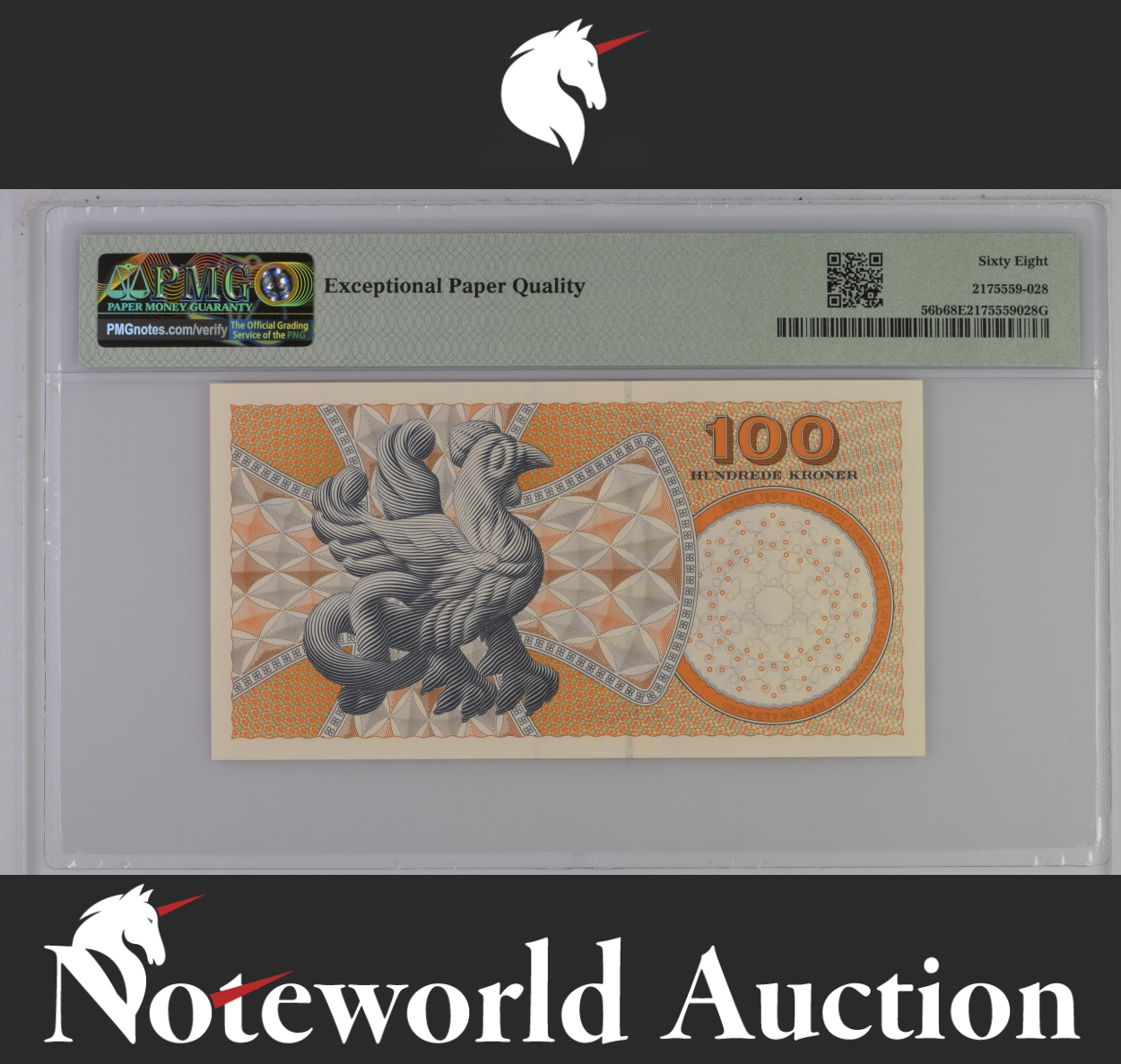 Denmark 100 Kroner 1999 P 56a Prefix A0-A2 UNC PMG 68 EPQ TOP POP