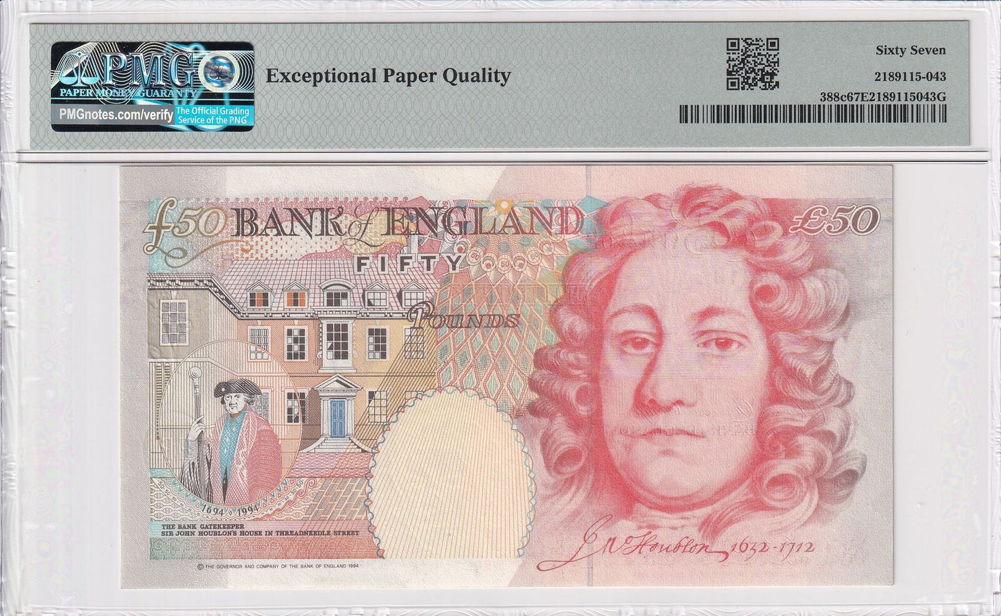 GREAT BRITAIN 50 Pounds (1994)2006 P 388c UNC PMG 67 EPQ