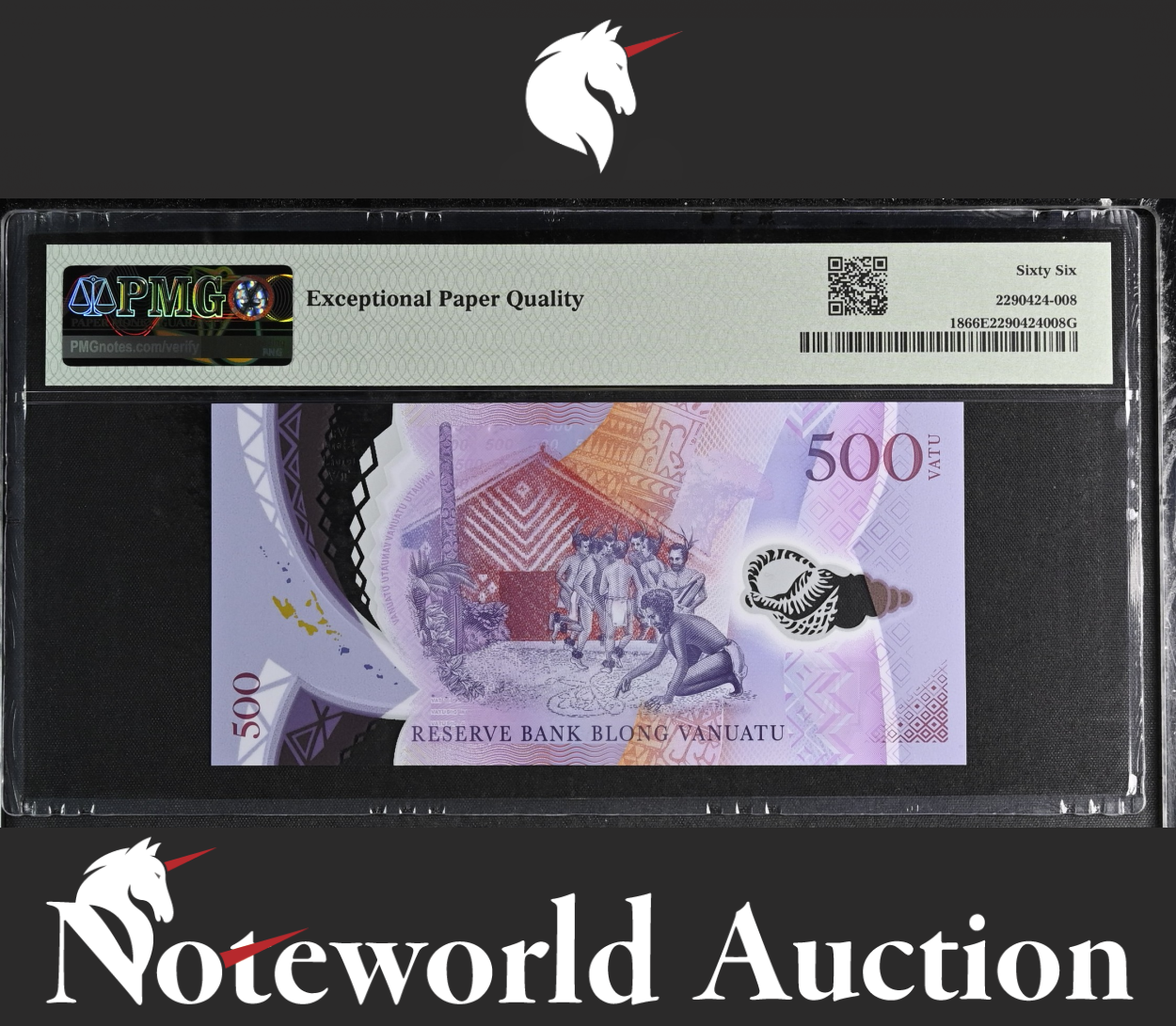 Vanuatu 500 Vatu 2017 P 18 Polymer Lucky Fancy Radar No. 113311 UNC PMG 66 EPQ