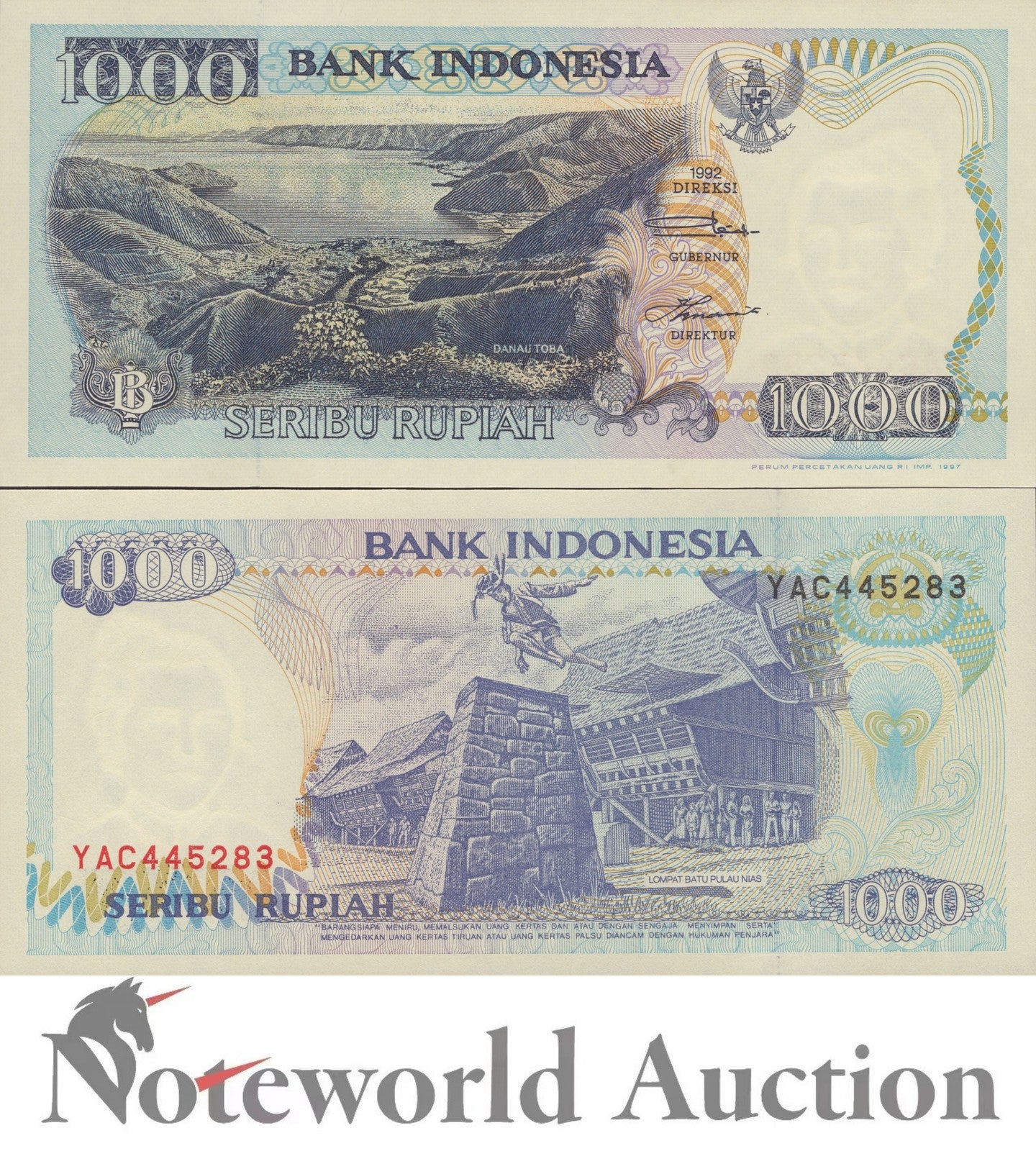 INDONESIA 1000 Rupiah 1992/1997 P 129f Lot 10 pcs 1/10 Bundle UNC