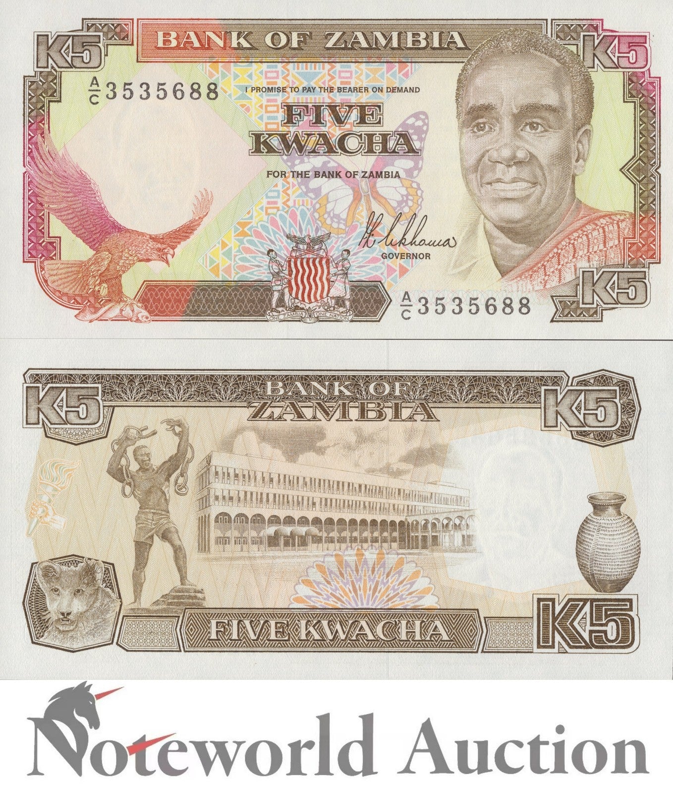 ZAMBIA 5 Kwacha ND 1989 P 30a UNC