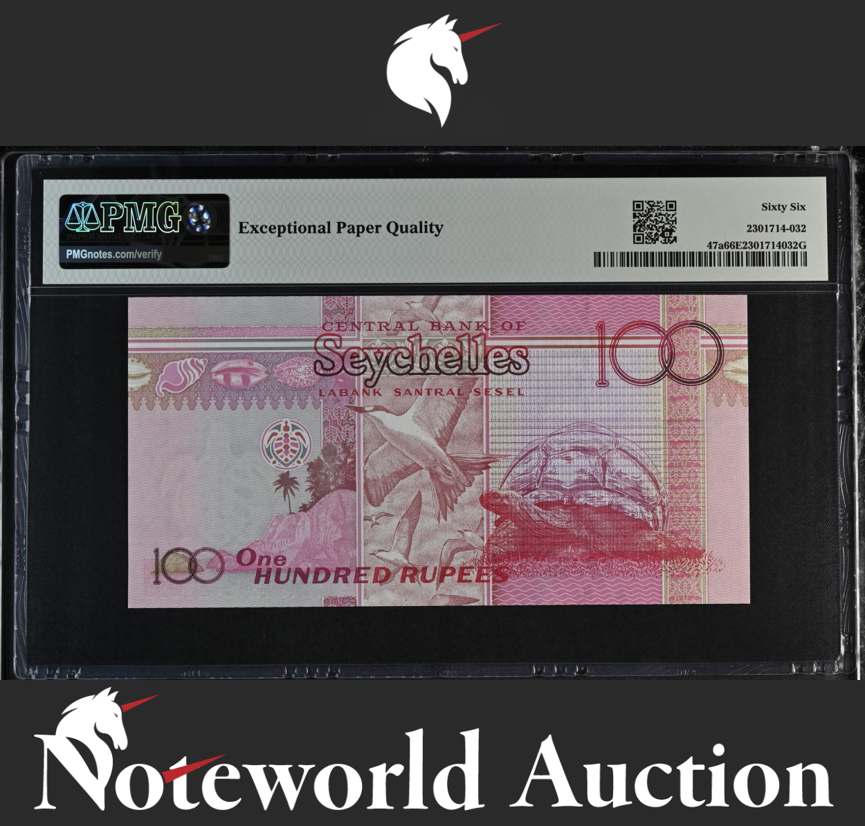 Seychelles Central Bank Commemorative 100 Rupees 2013 P 47a UNC PMG 66 EPQ