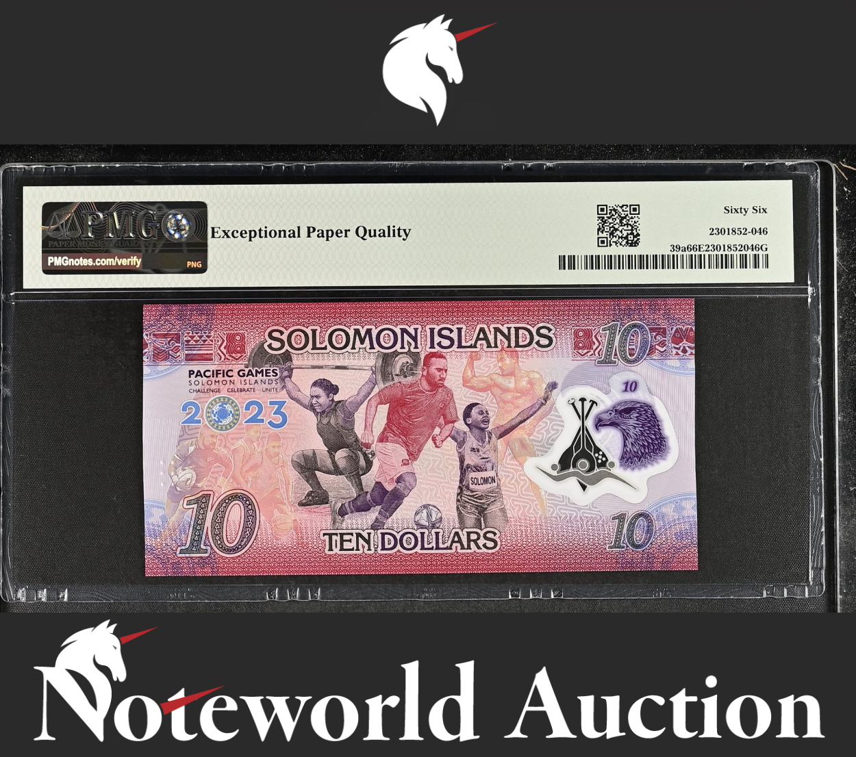 Solomon Islands COMM. 10 Dollars 2023 P 39a Polymer LOW No. 60 UNC PMG 66 EPQ