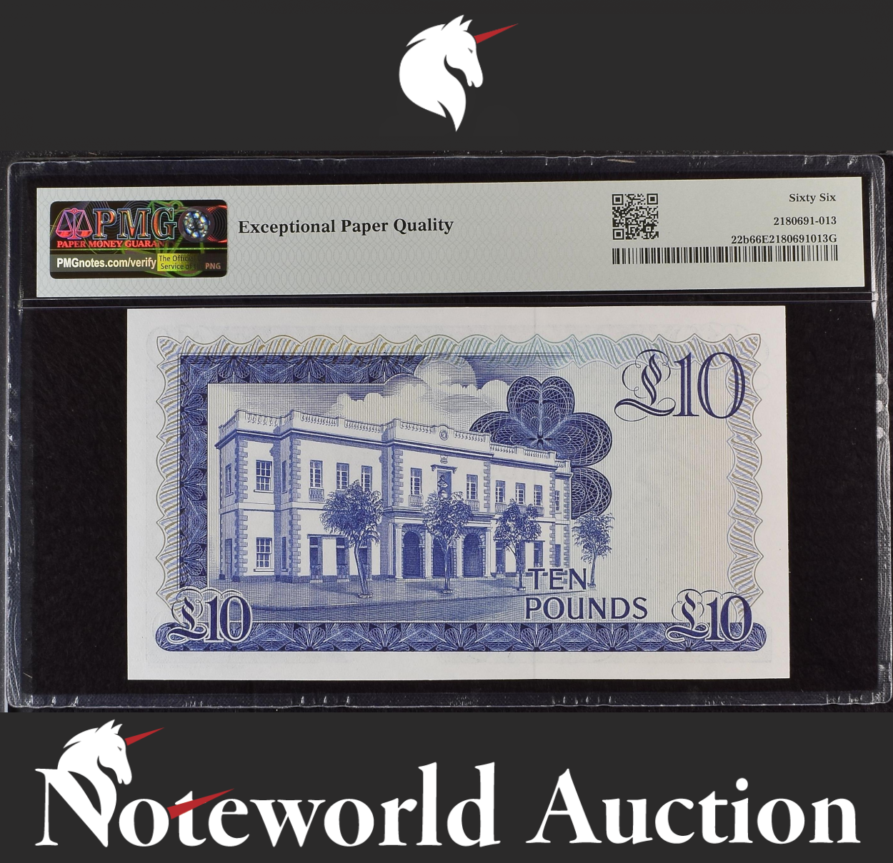 Gibraltar British Administration 10 Pounds 1986 P 22b UNC PMG 66 EPQ
