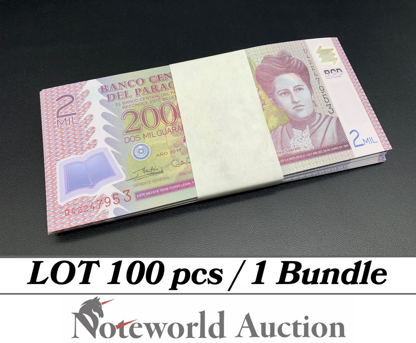 PARAGUAY 2000 Guaranies 2017 P 228 Polymer Lot 100 pcs Bundle UNC