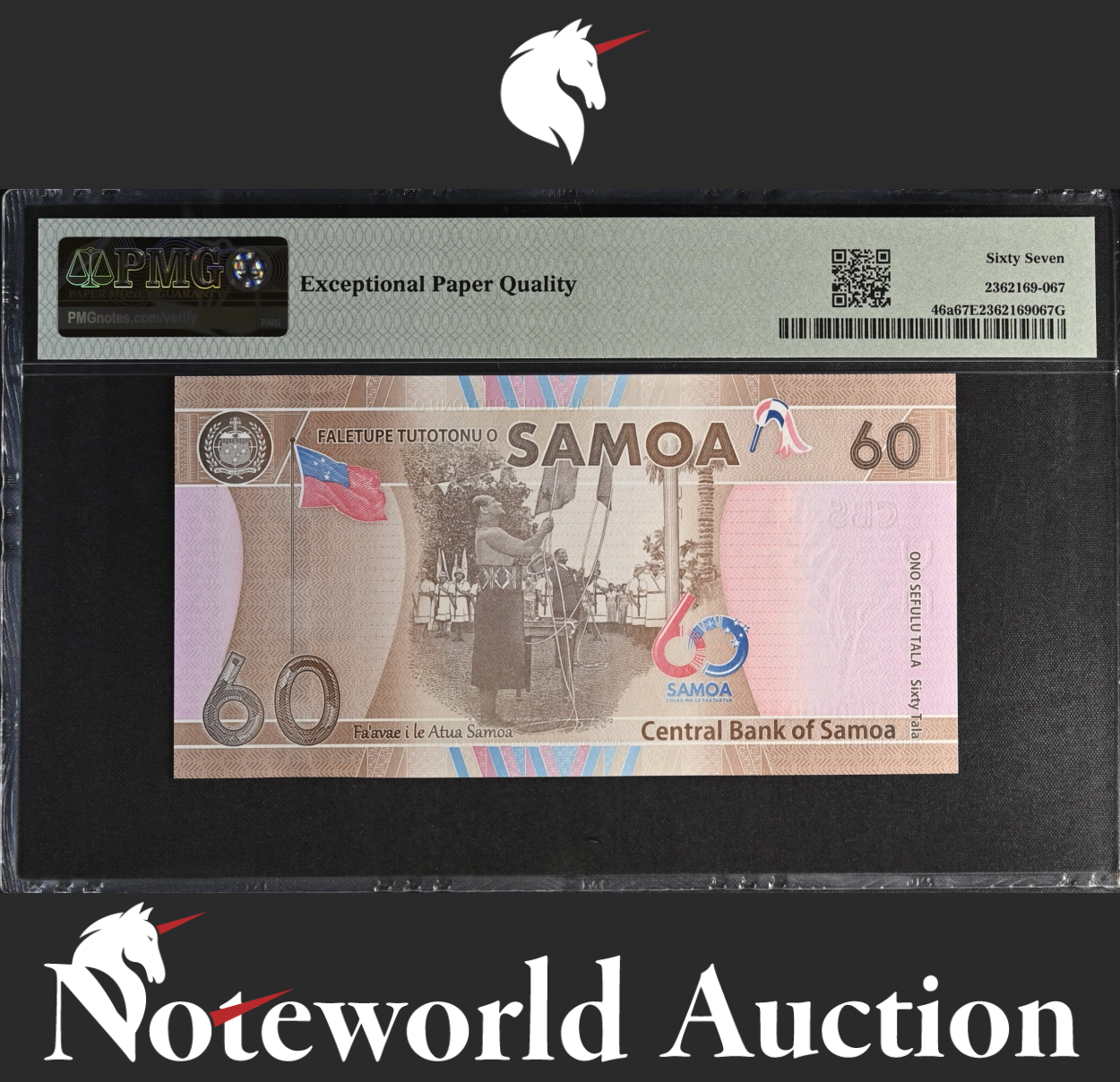 Samoa Commemorative 60 Tala ND 2023 P 46a LOW No. 79 UNC PMG 67 EPQ 3rd TOP POP