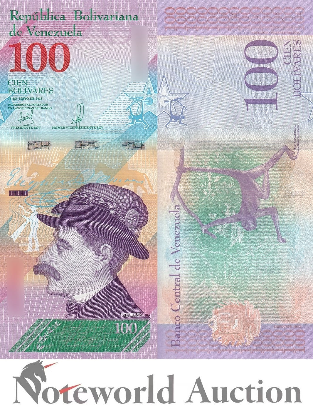 VENEZUELA 100 Bolivares 2018 P 106 Lot 10 pcs 1/10 Bundle UNC