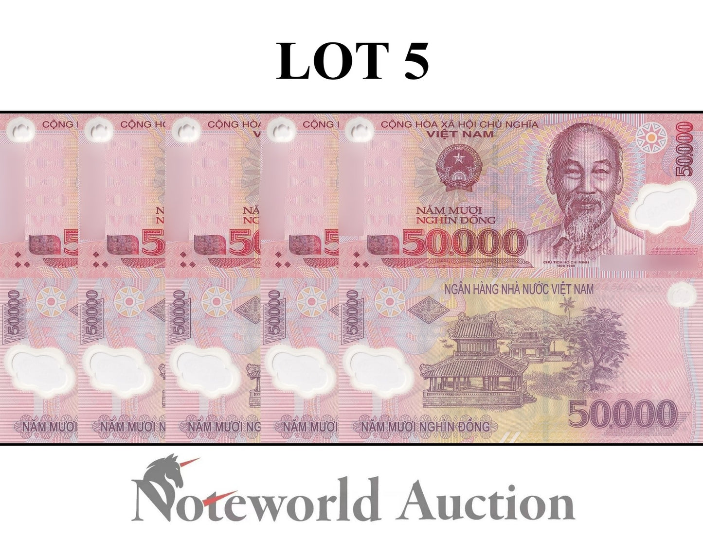 VIET NAM VIETNAM 50000 Dong 2019 P 121 Polymer Lot 5 pcs 1/20 Bundle UNC