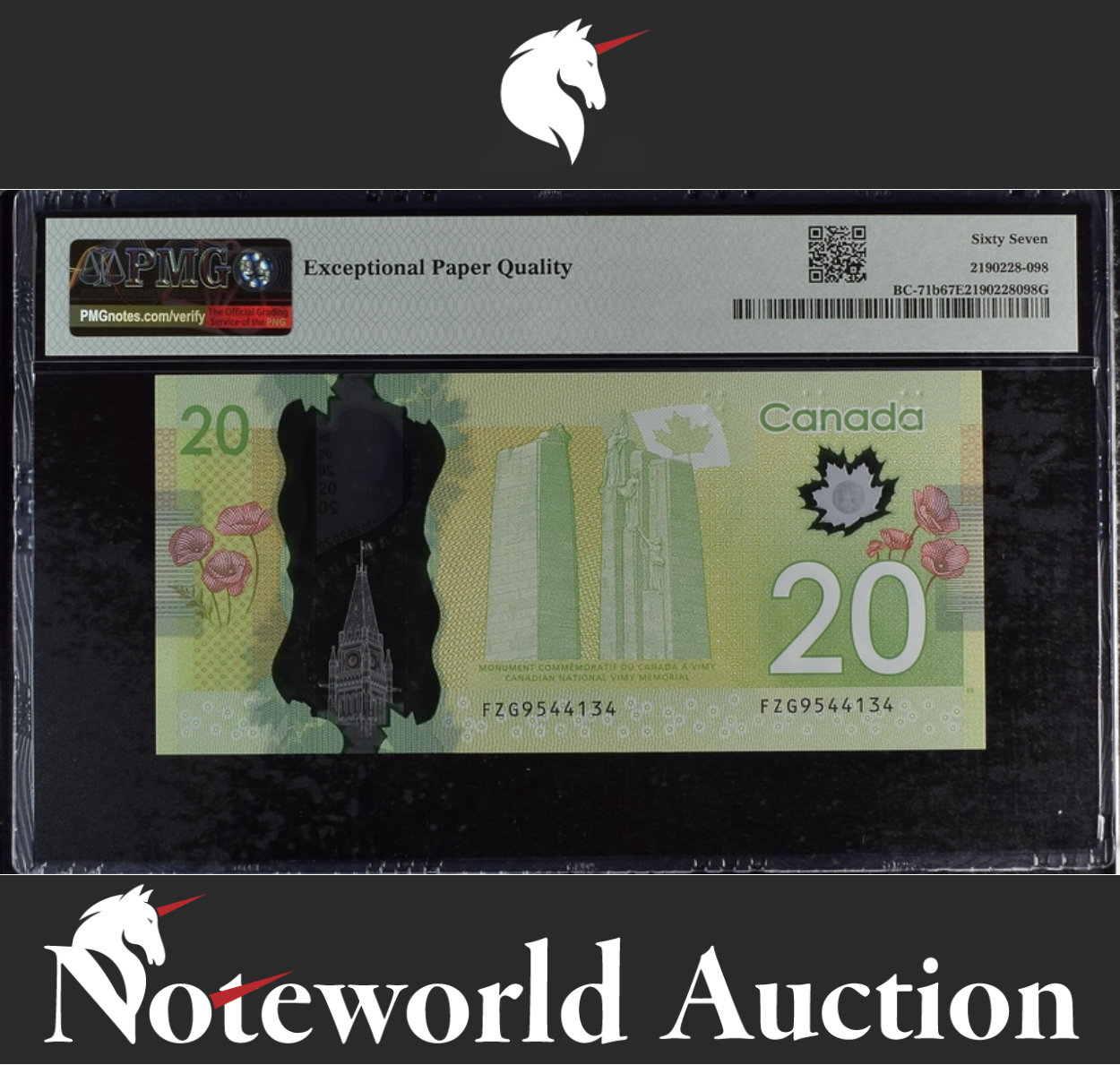Canada Bank of Canada $20 2012 BC-71b Polymer UNC PMG 67 EPQ 3rd TOP POP
