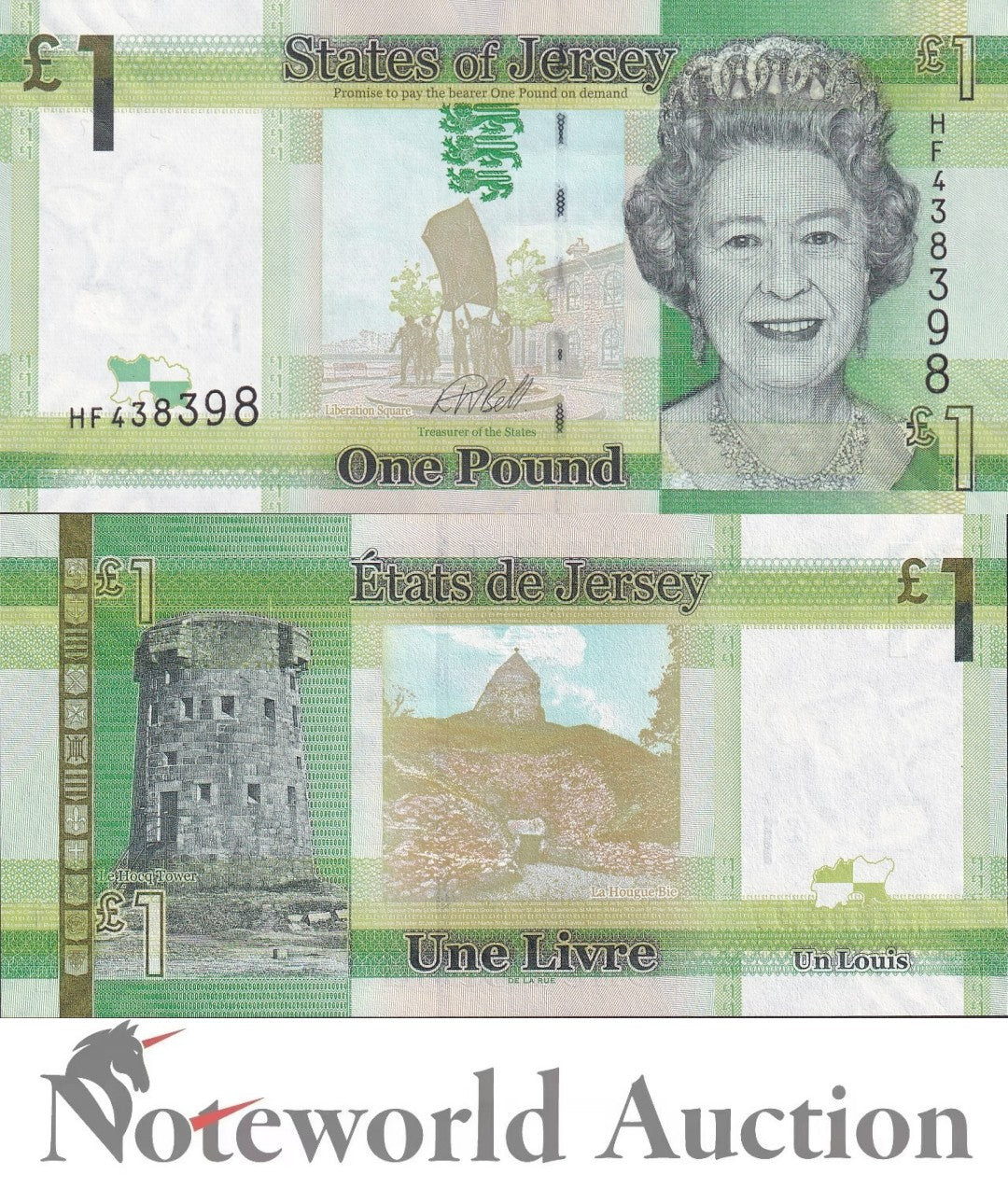 JERSEY 1 Pound ND 2010-2018 P 32b Lot 10 pcs 1/10 Bundle UNC